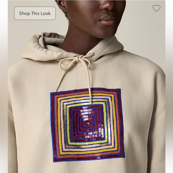 Christopher John Rogers X J.Crew heritage fleece hoodie with sequins S NWT - Picture 1 of 10